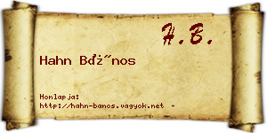Hahn Bános névjegykártya